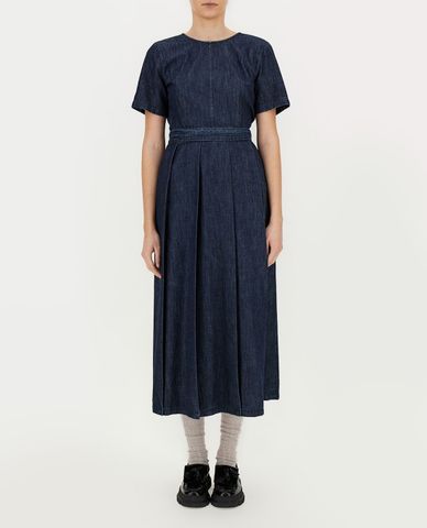  WEEKEND MAX MARA - Đầm midi tay ngắn cổ tròn xẻ tà thời trang 