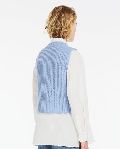  WEEKEND MAX MARA - Áo khoác gilet dệt kim phom lửng cổ tròn Palchi 