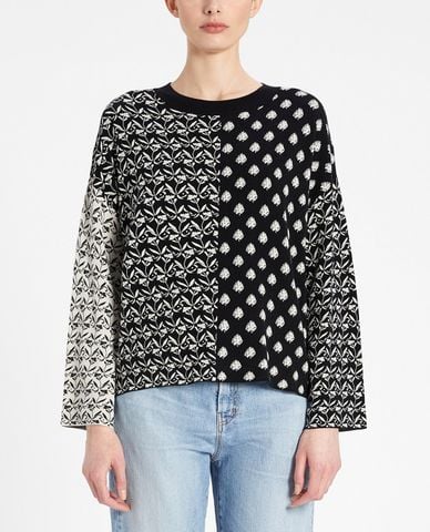  WEEKEND MAX MARA - Áo sweater nữ cổ tròn tay dài phom suông thời trang 