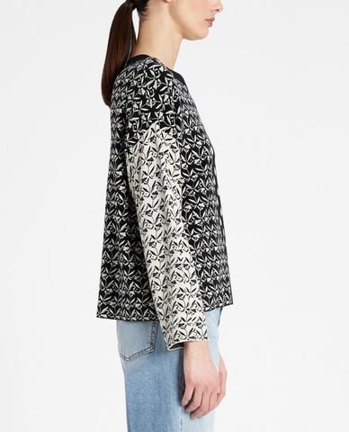  WEEKEND MAX MARA - Áo sweater nữ cổ tròn tay dài phom suông thời trang 