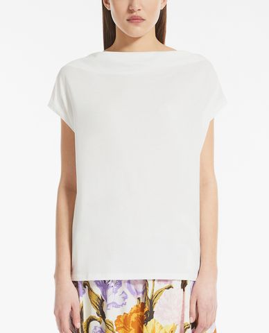  WEEKEND MAX MARA - Áo kiểu nữ cổ đổ tay ngắn Cotton Jersey 