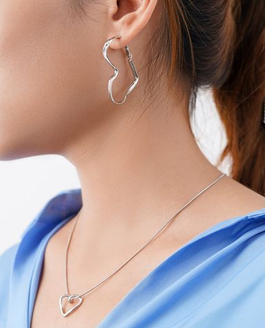  CECI - Khuyên tai nữ hình trái tim lớn cá tính 