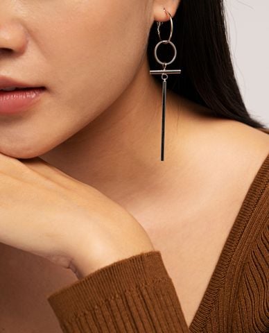  CECI - Khuyên tai nữ dáng thả bất đối xứng thời trang 