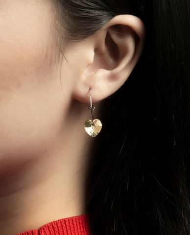  CECI - Khuyên tai nữ khoen tròn phối mặt trái tim thời trang 