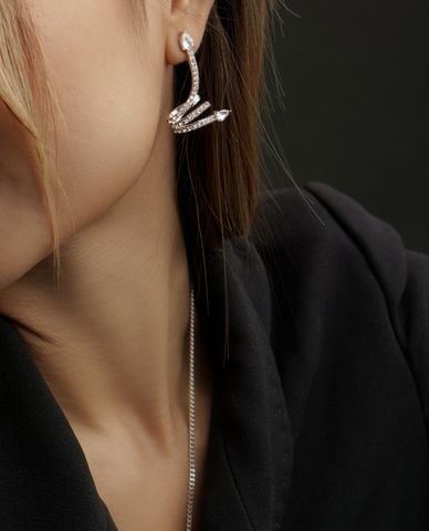  CECI - Khuyên tai nữ dáng xoắn đính đá lấp lánh 