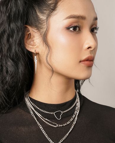  CECI - Khuyên tai nữ khoen tròn hình chóp nhọn đính đá sang trọng 