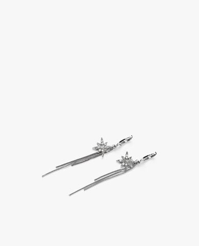  CECI - Khuyên tai nữ dáng thả tua rua phối mặt ngôi sao đính đá 