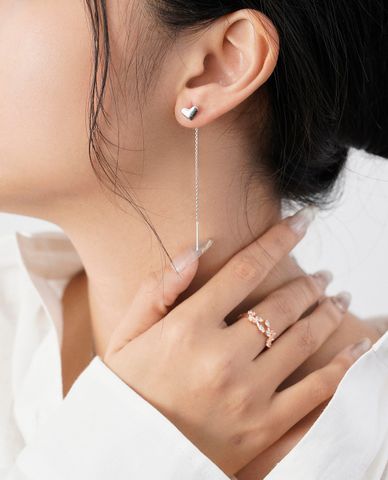  CECI - Khuyên tai nữ dáng thả dài phối mặt trái tim 