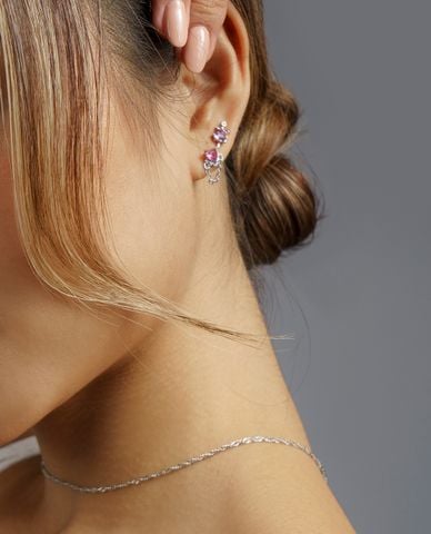  CECI - Khuyên tai nữ đính đá và xích nhỏ thời trang 