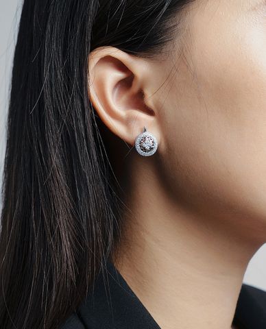 CECI - Khuyên tai nữ phom tròn đính đá tinh tế 