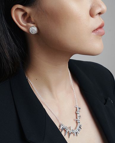  CECI - Khuyên tai nữ mặt tròn đính đá 