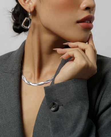  CECI - Khuyên tai nữ dáng thả phối khoen vuông thời trang 