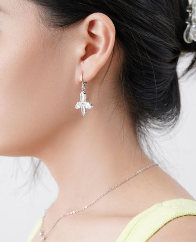  CECI - Khuyên tai nữ khoen tròn dạng thả thiết kế đá lấp lánh 