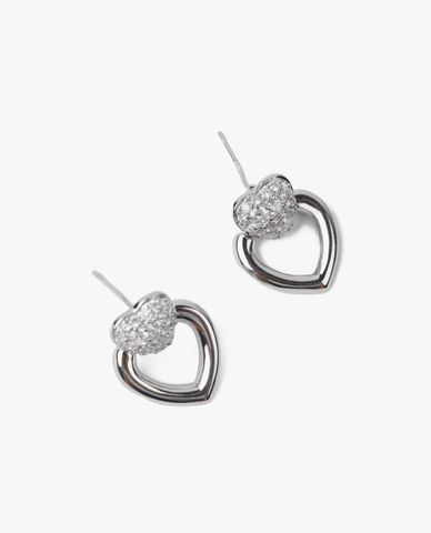  CECI - Khuyên tai nữ hình trái tim đính đá 