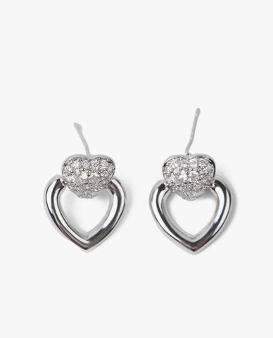  CECI - Khuyên tai nữ hình trái tim đính đá 