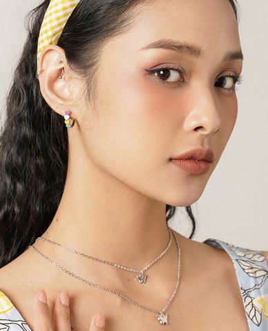  CECI - Khuyên tai nữ khoen tròn phối mặt trái tim nhiều màu 