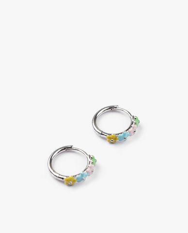  CECI - Khuyên tai nữ khoen tròn phối mặt trái tim nhiều màu 