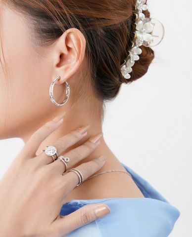  CECI - Khuyên tai nữ khoen tròn lớn đính đá thời trang 