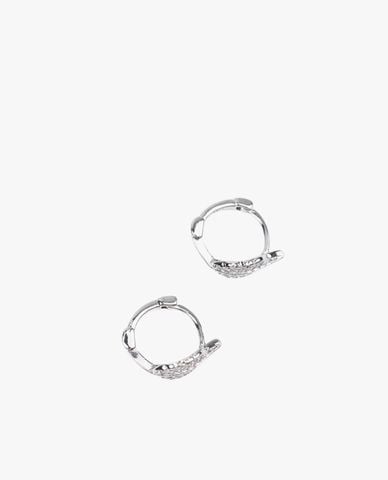  CECI - Khuyên tai nữ khoen tròn hình chiếc lá đính đá 