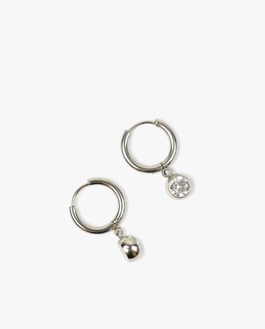  CECI - Khuyên tai dạng tròn phối đá treo nổi bật 