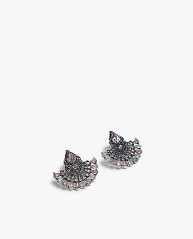  CECI - Khuyên tai nữ rẻ quạt đính đá nổi bật 