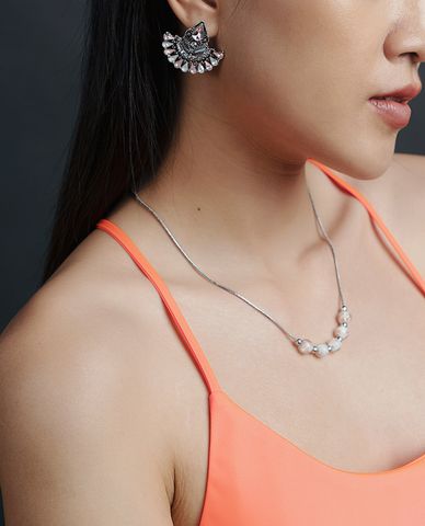  CECI - Khuyên tai nữ rẻ quạt đính đá nổi bật 