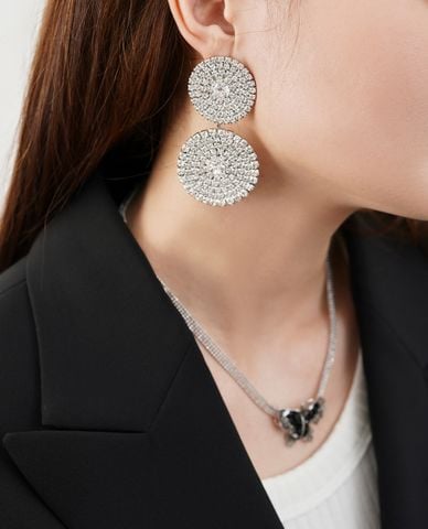  CECI - Khuyên tai nữ dáng thả hình tròn đính đá độc đáo 