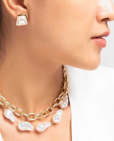  CECI - Khuyên tai nữ đính hạt dáng hình thang thanh lịch 