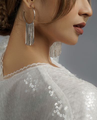  CECI - Khuyên tai nữ khoen tròn tua rua độc đáo 