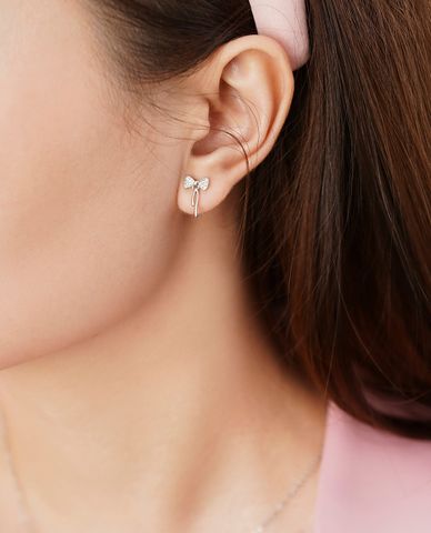  CECI - Khuyên tai nữ hình chiếc nơ đính đá sang trọng 