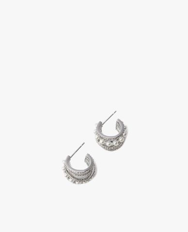  CECI - Khuyên tai nữ khoen tròn dáng hở đính đá nổi bật 