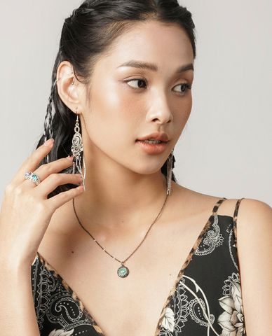  CECI - Nhẫn nữ bản to đính đá nhiều màu sang trọng 