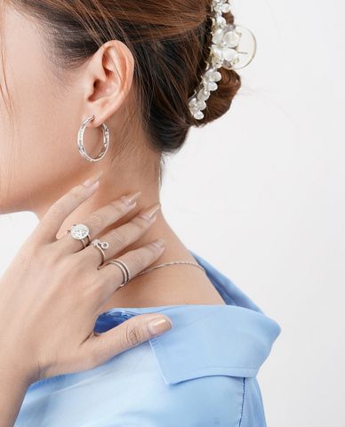  CECI - Nhẫn nữ dáng hở mặt kim loại tròn thanh lịch 