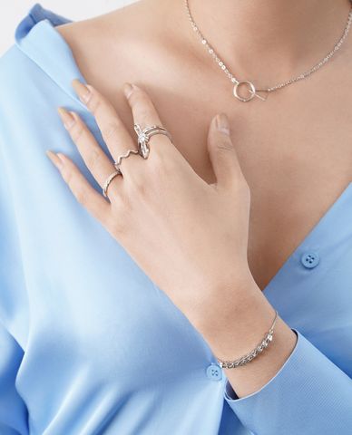  CECI - Nhẫn nữ dáng hở phối thiết kế ghim cài độc đáo 