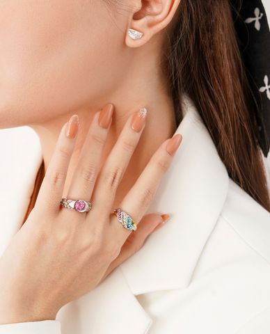  CECI - Nhẫn nữ bản vừa đính đá xinh xắn 