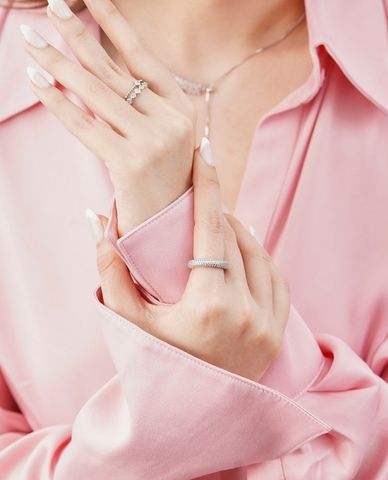  CECI - Nhẫn nữ bản vừa đính đá lấp lánh 