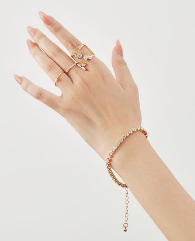  CECI - Set hai nhẫn nữ bản nhỏ đính đá thời trang 