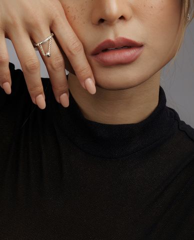  CECI - Nhẫn nữ dạng hở phối chuỗi xích thời trang 