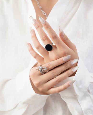  CECI - Nhẫn nữ dạng hở phối mặt tròn lớn cá tính 