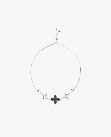  CECI - Vòng đeo tay nữ chuỗi xích phối mặt hoa bốn cánh đính đá 