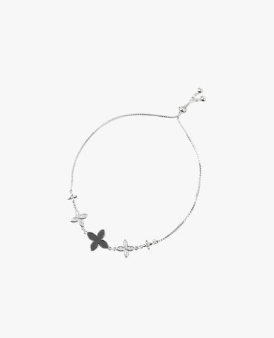  CECI - Vòng đeo tay nữ chuỗi xích phối mặt hoa bốn cánh đính đá 