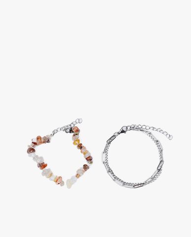  CECI - Set 2 vòng đeo tay nữ chuỗi hạt và mắc xích cá tính 