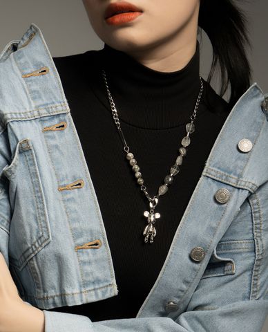  CECI - Dây chuyền nữ chuỗi dài mặt hình chú gấu độc đáo 