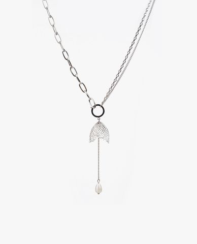  CECI - Dây chuyền nữ chuỗi xích mặt đuôi cá đính đá thời trang 