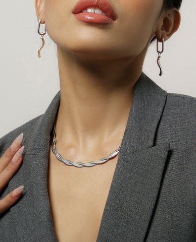  CECI - Dây chuyền nữ bản dẹp hai vòng xoắn thời trang 