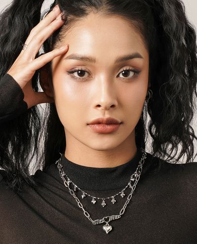  CECI - Vòng cổ nữ mắt xích mặt trái tim 