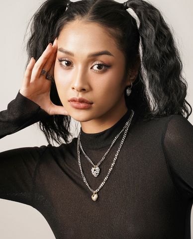  CECI - Vòng cổ nữ mắt xích phối mặt hình trái tim thời trang 