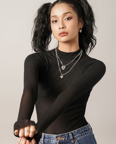  CECI - Vòng cổ nữ mắt xích phối mặt hình trái tim thời trang 