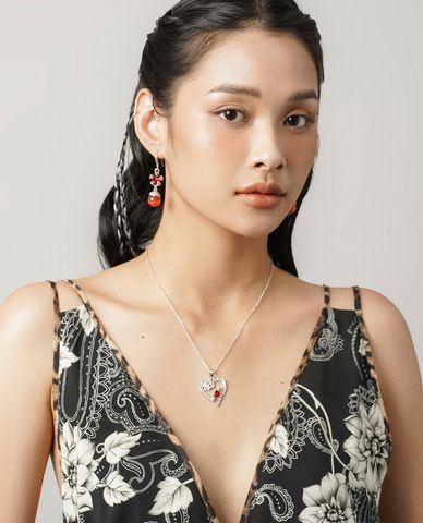  CECI - Vòng cổ nữ sợi mảnh phối mặt hình trái tim đính đá thời trang 