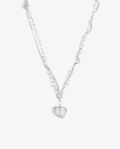  CECI - Vòng cổ nữ đôi phối mặt đá trái tim sang trọng 